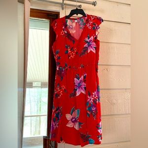 Red floral summer lightweight dress